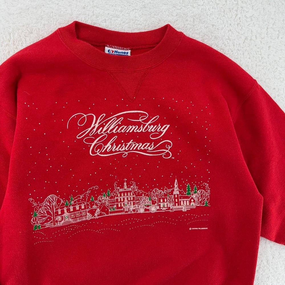 vintage 90s COLONIAL WILLIAMSBURG CHRISTMAS‎ CREWNECK SWEATSHIRT SMALL/MEDIUM